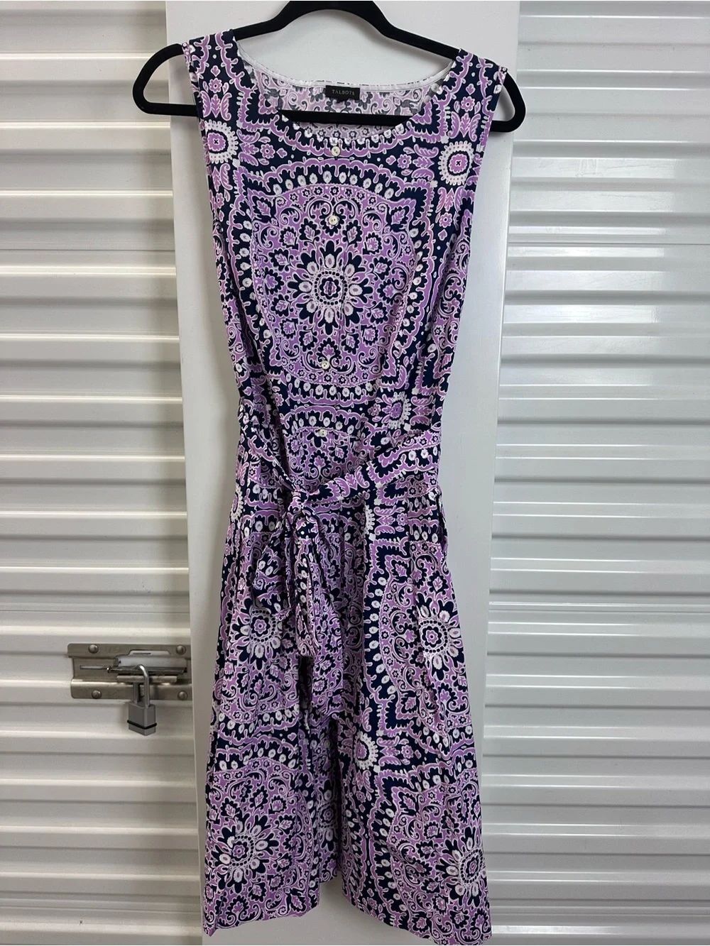 ⭐️Talbots Pink and Navy Floral Print Button Front Dress